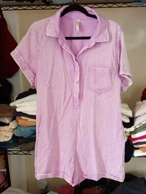 Zenana Outfitters Lavender Short-Sleeve Romper